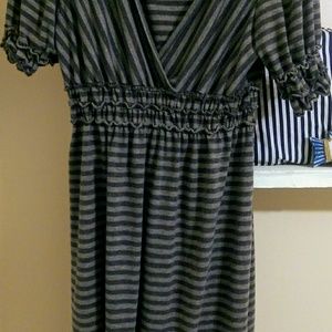 Gray and black cotton dress.